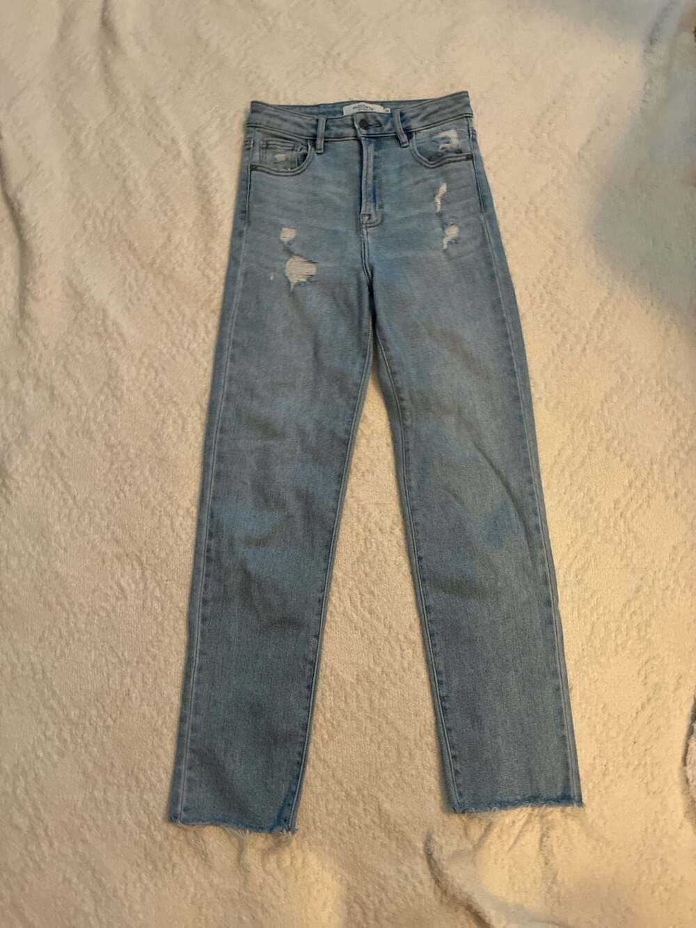 HIDDEN LA Women's High-Rise Distressed Raw Hem Straight Leg Jeans Sz 25 A629
